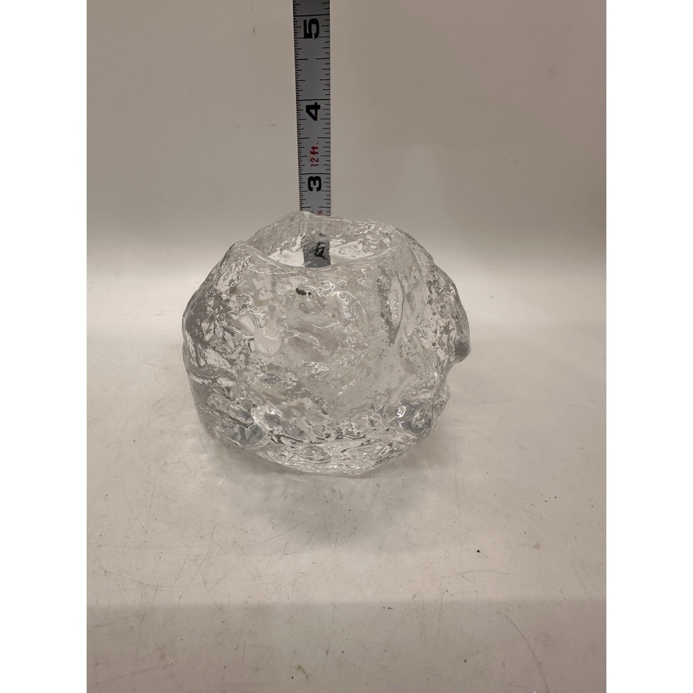 Kosta Boda Votive‎ Holder Snowball Crystal Art Glass Ice Block Candle 3" Vintage - Picture 4 of 4
